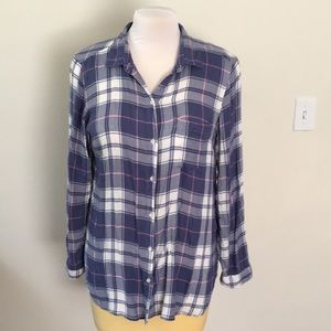 Soft plaid button down top
